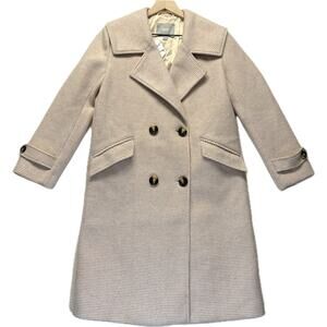 DUIBAI Dialogue Wool Blend Midi Coat Women's Size M Cream Beige Winter Warm NWT